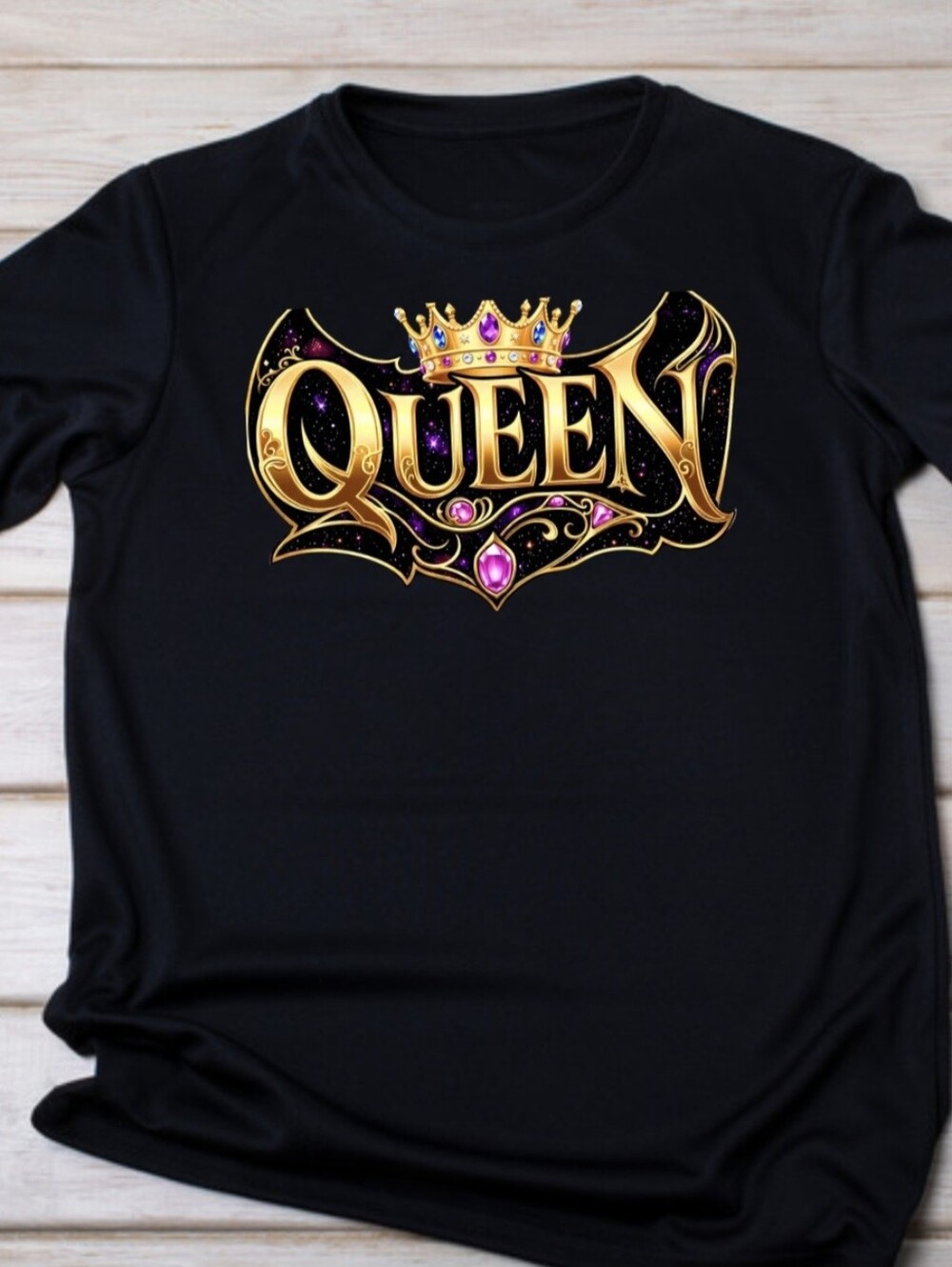 Boutique Luxury Queen Graphic Tee With Hand-Placed Crystals